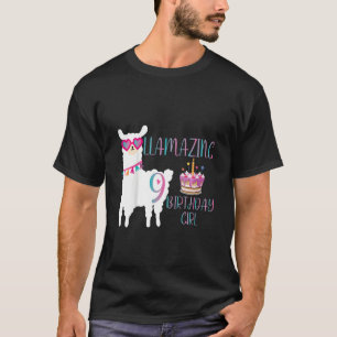 Camiseta Crianças 9ª Menina de Aniversário Luz de 9 Anos