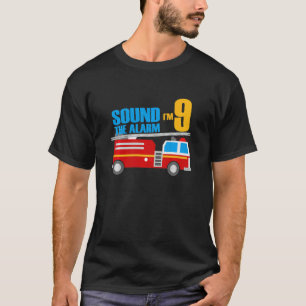 Camiseta Crianças 9º Aniversário 9 Nove Anos Fogo Bombeiro