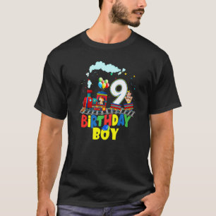 Camiseta Crianças 9º Aniversário Comboios Vapor Locomotive