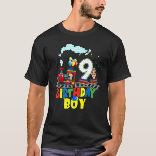 Camiseta Crianças 9º Aniversário Comboios Vapor Locomotive