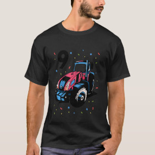 Camiseta Crianças 9º Aniversário Dígger de Trator Menino de