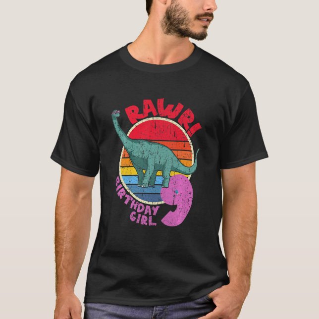 Camiseta Crianças, 9º Aniversário, eu Rawr! Brachiosaurus I (Frente)