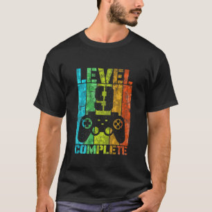 Camiseta Crianças 9º Aniversário Gamer Cheio Nível 9 An