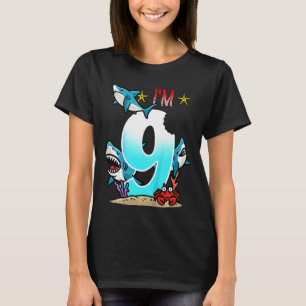 Camiseta Crianças 9º Aniversário Tubarões submarinos Menino