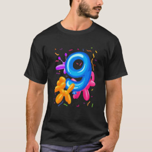 Camiseta Crianças 9º Balão de Aniversário Balões de Animais