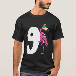 Camiseta Crianças 9. º aniversário para garotas Rosa Flamin