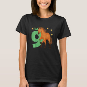 Camiseta Crianças 9 Anos de Idade Cavalo Nono Aniversário R