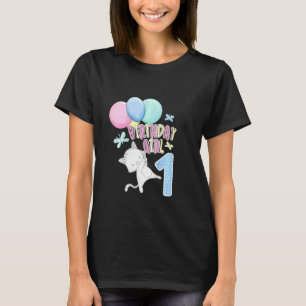 Camiseta Crianças A Meninas 1º Dia de Aniversário Balões de