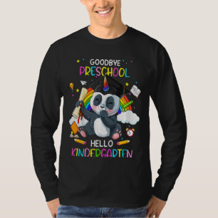 Camiseta Crianças Adeus Panda Unicorn Pré-escola Olá Kinder