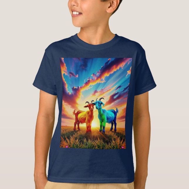 Camiseta Crianças Adoram Cabras - Crianças Grandes Também! (Frente)