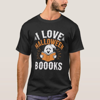 Camiseta Crianças Adoro Livros de Halloween Livro de Hallow