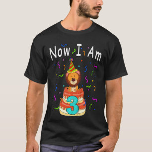 Camiseta Crianças Agora Eu Sou 3 Bebê-Leão-aniversário de 3