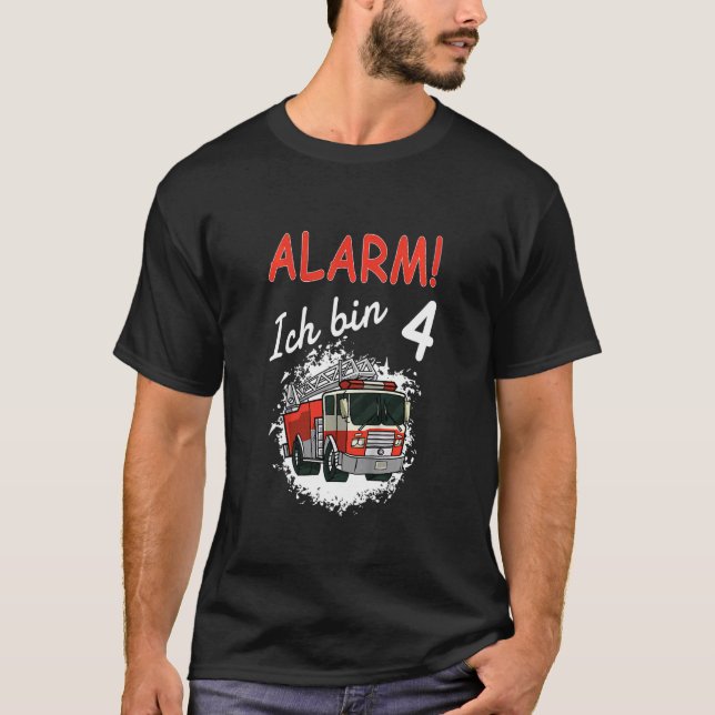 Camiseta Crianças Alarme Sou 4 Crianças da Brigada de Fogo  (Frente)