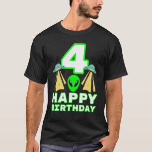 Camiseta Crianças Alienígena De 4 Anos De Aniversário Menin