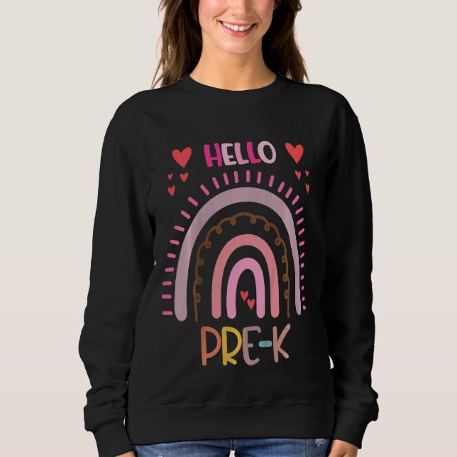 Camiseta Crianças Alô Pré K Arco-Íris Professores De Volta  (Frente)