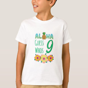Camiseta Crianças Aloha Tropical Luau 9 Anos Aniversário