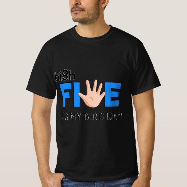 Camiseta Crianças Altas Cinco - Legal Aniversário de crianç (Frente)
