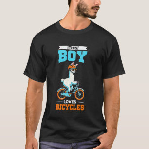 Camiseta Crianças Andando de Bicicleta Llama Meninos  1