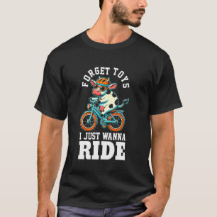 Camiseta Crianças Andando de Bicicleta Meninos Vaca