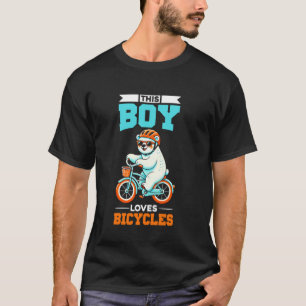 Camiseta Crianças Andando de Bicicleta Urso Polar Meninos  