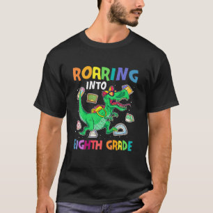 Camiseta Crianças Andando Para O Dinossauro Da 8ª Série T R