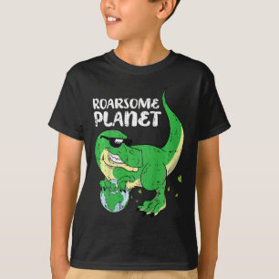 Camiseta Crianças Andando Planeta Terra Dia do Ambiente Din