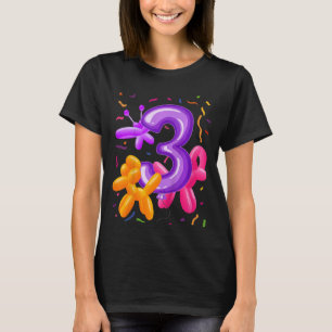 Camiseta Crianças aniversário de 3 anos Balões de Animais d