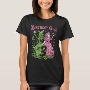 Camiseta Crianças aniversário de 3 anos Bruxas Rosa E Verde
