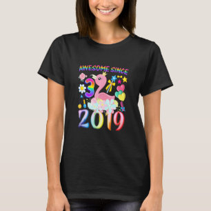 Camiseta Crianças aniversário de 3 anos de Festa Flamingo 3