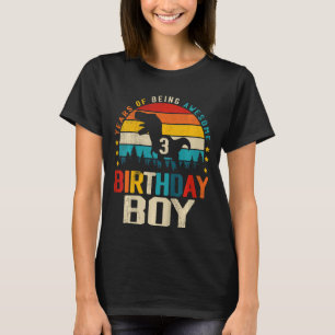 Camiseta Crianças aniversário de 3 anos Dinossauro Rex 3 An
