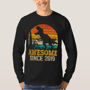 Camiseta Crianças aniversário de 3 anos Dinossauro Trex 3 A