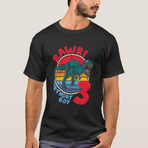 Camiseta Crianças aniversário de 3 anos I Rawr Tyrannosauru