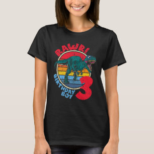 Camiseta Crianças aniversário de 3 anos I Rawr Tyrannosauru