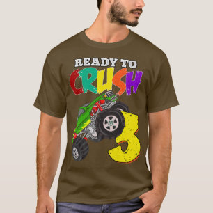 Camiseta Crianças aniversário de 3 anos Monster Truck 3 Ano