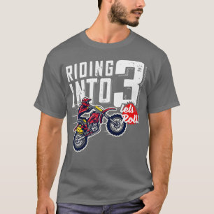 Camiseta Crianças aniversário de 3 anos Motor Cross Dirt Bi