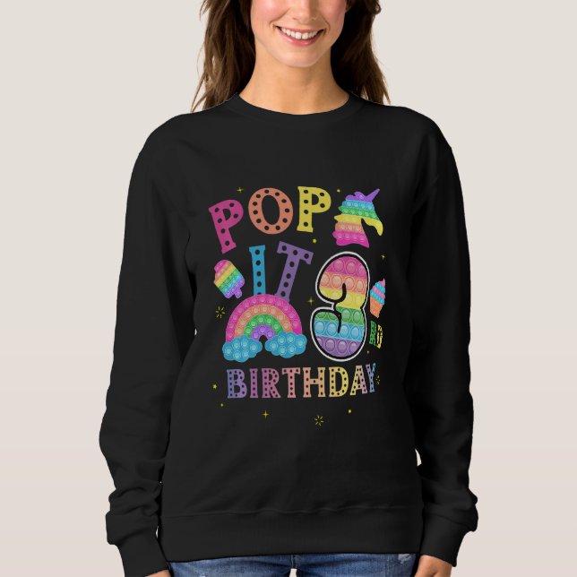 Camiseta Crianças aniversário de 3 anos Pop de 3 Anos Festa (Frente)