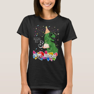 Camiseta Crianças, aniversário de 3 anos Rex Dinossauro, 3 