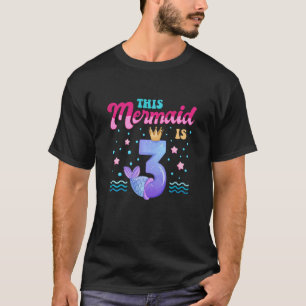 Camiseta Crianças aniversário de 3 anos Sereia Por 3 Anos M