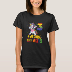 Camiseta Crianças aniversário de 3 anos Unicorn Dabbing 3 A