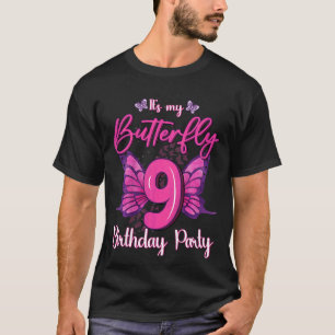 Camiseta Crianças Aniversário de criança Borboleta 9 Theme