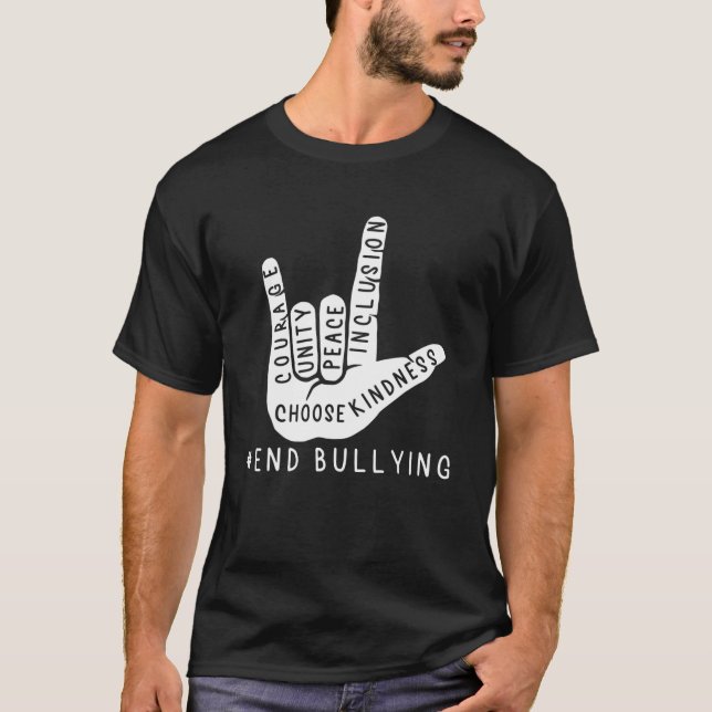 Camiseta Crianças Anti-Bullying Símbolo de Amor Violento Pr (Frente)