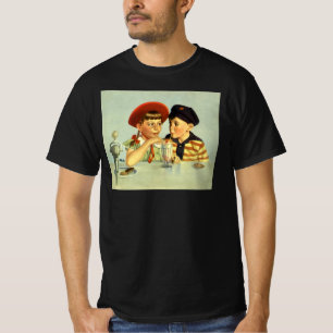 Camiseta Crianças Antigas, Menino e Menina Compartilhando u