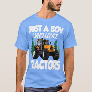 Camiseta Crianças Apenas Um Menino Que Adora Tratores Fazen