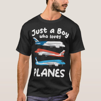 Camiseta Crianças Apenas Um Menino Que Ama Aviões Infantil