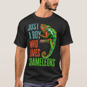 Camiseta Crianças Apenas Um Menino Que Ama Camaleões Reptil