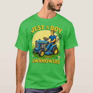 Camiseta Crianças Apenas Um Menino Que Ama LawnMowers Engra