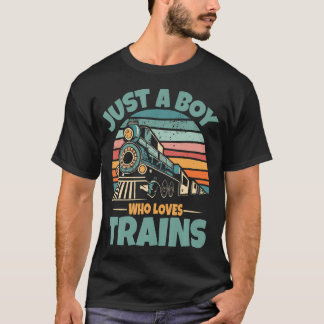 Camiseta Crianças Apenas um Menino que Ama Trens Piada Aman