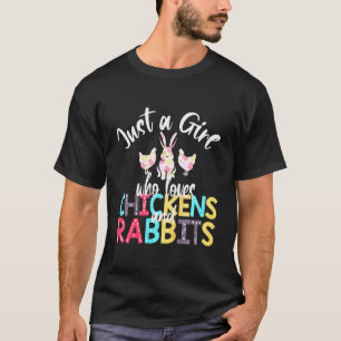Camiseta Crianças Apenas Uma Menina Que Ama Frangos Coelhos