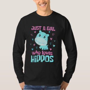 Camiseta Crianças Apenas Uma Menina Que Ama Hippos Hippo To