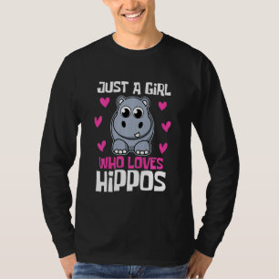 Camiseta Crianças Apenas Uma Menina Que Ama Hippos Hippo To